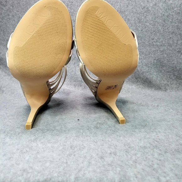 Mack J Light Olive Green Satin High Heel Sandal Shoes - Picture 10 of 10